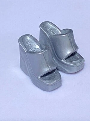 1990's 2000's Barbie Silver Open Toe Platform Shoes - Image 1 of 2