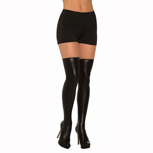 Liquid Skin Tight Leather Knee High Black Halloween Nylon/Spandex Tights, For... - Picture 1 of 1