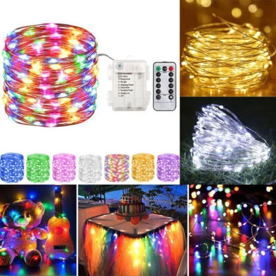50/100/200 LED String Fairy Lights Battery Powered Xmas Wedding Party w/ Remote - Image 1 of 4