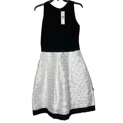 Vestido Carmen Marc Valvo Colorblock Calce y Acampanado Blanco Lunares Falda Mujer 6 Nuevo con Etiquetas Foto 1 de 4
