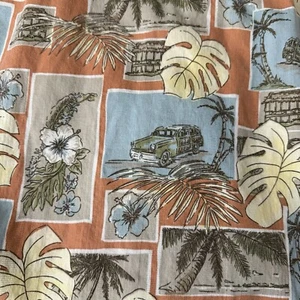Panama Jack Hawaiian Shirt Large Men’s Woody Wagon Floral 100% Cotton - Picture 1 of 7