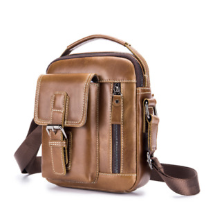 Genuine Genuine Leather Mens Sling Messenger Shoulder Satchel Bag Cross Body