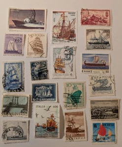 Ships +Boats-19 fine used collection postage stamps from around the world set#15 - Picture 1 of 1