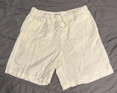 Pantalones Cortos H&M Premium Mezcla de Lino Calce Relajado Largo Medio Para Hombre Talla M Blanco Nuevo con Etiquetas Foto 1 de 4