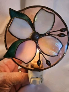 Vintage Buntglas Hartriegel Blume Steck Nachtlicht - Bild 1 von 5