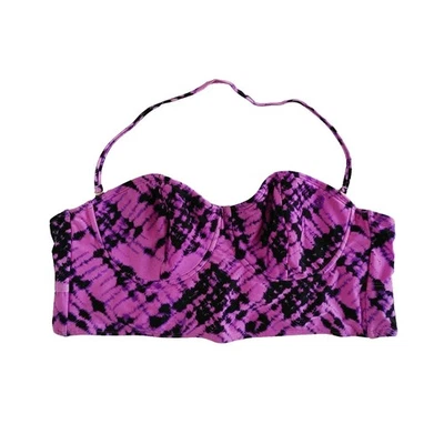Mudd Women's Size XL Bathing Suit Top Pink Purple Tie Dye Underwire Halter Strap Foto 1 de 4