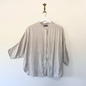 Sahara 100 % Seide Bluse Top 58" Brustumfang S/M taupe strukturiert Lagenlook *Ziehen* - Bild 1 von 9