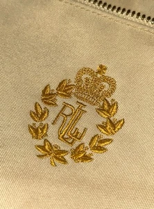 Vintage Ralph Lauren Beige/Brown Nylon Gold Crest Crown Crossbody - Picture 1 of 7