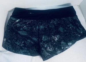 Lululemon Speed Up Shorts Womens 8 Flourish Black Lined - Picture 1 of 3