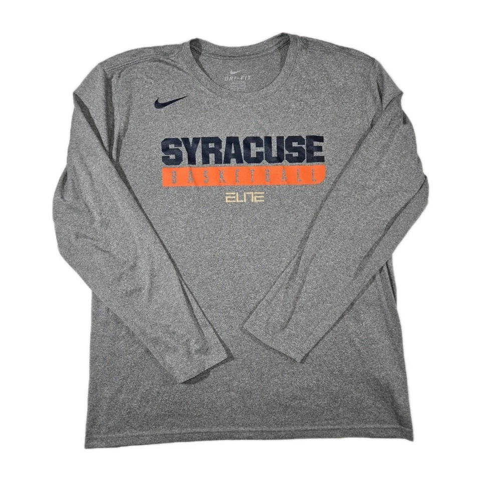 Camiseta de baloncesto Nike DriFit Elite Syracuse manga larga gris para hombre grande  Foto 1 de 4