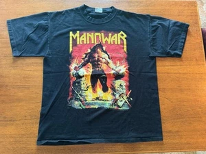 Vintage Manowar LOUDER THAN HELL Merch T-shirt Double Side XL 2000 Band Metal - Picture 1 of 22