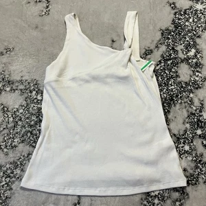 1 State Tanktop Damen Größe Large weiß gerippt Basic Baumwolle Drehriemen - Bild 1 von 6