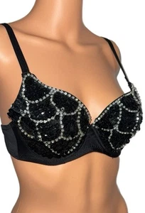 Herzen Rob M Pailletten Strass Glitzer geformt Bügel BH-Top Neu mit Etikett Ausgehen Rave - Bild 1 von 3
