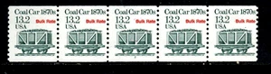 👀Briefmarken USA 13,2 Cent Kohlewagen 1870 Bulk Rate Platte nummeriert Coil Streifen postfrisch - Bild 1 von 2