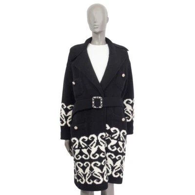 64433 Auténtico CHANEL Negro Lana y Cachemira 2019 BELTE KNIT Abrigo Chaqueta 38 S Foto 1 de 4
