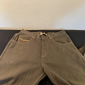 Jeans Vintage Meca EE. UU. Verde Oscuro 38/30 Bordados RN 110237 Excelente - Imagen 1 de 16