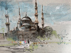 Blaue Moschee Istanbul Vintage Bild Türkei J Barrie Eile Skizze Süleymaniye - Bild 1 von 10