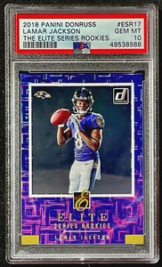 2018 LAMAR JACKSON ROOKIE CARD RAVENS PURPLE MOJO PRIZM RC PSA 10 GEM MINT📈📊