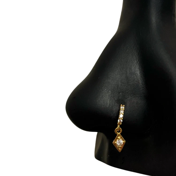 Висячие гвоздики с бриллиантами для носа минималистская хирургическая сталь гипоаллергенные - Изображение 1 из 1