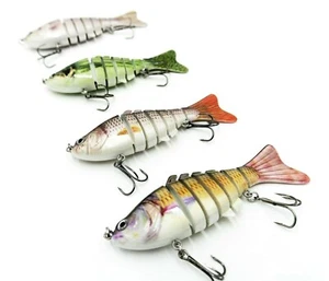 Fishing Lures Jointed Swimbait Life Like Swimming Bass,Trout, AI 7 Segment 4PACK - Picture 1 of 10