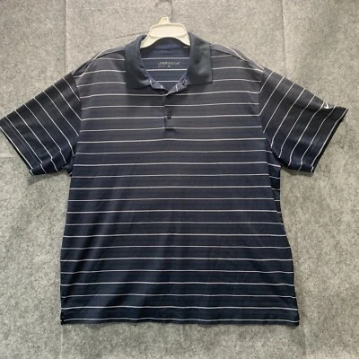Nike Golf Dri-Fit Short Sleeve Polo Shirt Blue White Stripe Mens Size XL - Image 1 of 4