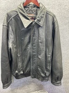 Abrigo de Cuero Clásico Americano Hombres XL Negro Colebrook Bombardero Motociclista Moto Metal - Imagen 1 de 12