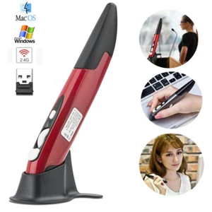 Red 2.4G USB Portable Handheld Wireless Optical Trackball Pen Mouse Laptop PC - Picture 1 of 10