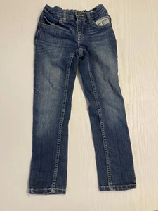 Crazy 8 The Skinny Girls Jeans Hearts Adjustable Waist Blue Size 6 Heart Pockets - Picture 1 of 9
