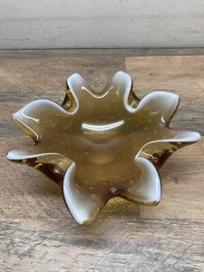 Honigbraun Kunstglas mundgeblasen Schale Schale Aschenbecher unbekannter Hersteller - Bild 1 von 5