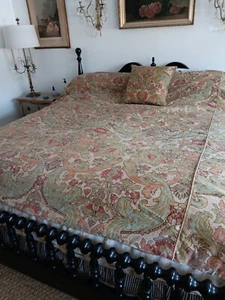 Pottery Barn Queen Simone Floral Palampore Duvet Cover W/ Throw Pillow Linen - Picture 1 of 8