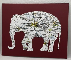 University of Alabama Football Team Mascot Map 8x10 Unframed Handmade - Picture 1 of 4