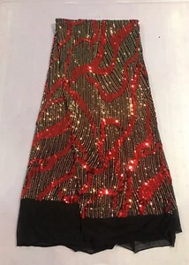 Red Pink Green Black Multicolor 4way Stretch Sequins Fabric 50” Width 1 Yard - Picture 1 of 11