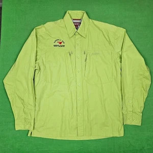 Simms Shirt Men Medium Green Long Sleeve Lightweight Fishing Vented Caped - Picture 1 of 9