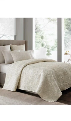 Hotel Collection LANCEL King Quilted Coverlet+2 Euro Shams- Brand New - Image 1 of 3