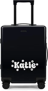 Personalised Name Sticker For Suitcase Luggage Travel Vinyl STICKER ONLY Flowers - Picture 1 of 2