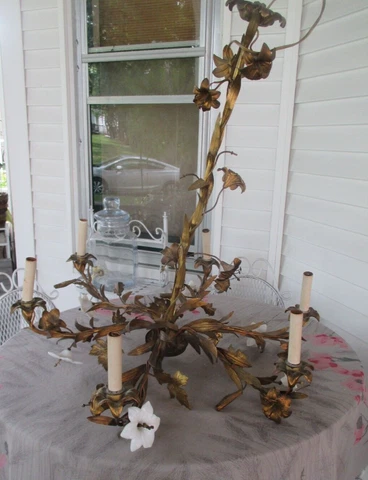 Antique Art Deco Art Nouveau Brass/Bronze Chandelier Architectural Light Fixture Cover