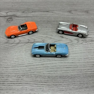 Vintage NewRay Corvette Car Diecast Lot Of 3 Orange 1969 Blue 1967 Gray 1957 - Picture 1 of 12