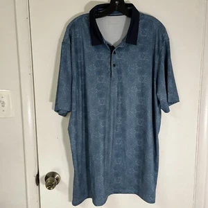 Maelreg Polo Shirt Adult 2XL XXL Blue Patterned Golf Performance Casual Mens - Picture 1 of 8