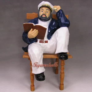 Kapitän Seemann Seefahrer Gartenbank Figur Statue Maritim Buch Mütze Dekoration - Bild 1 von 3