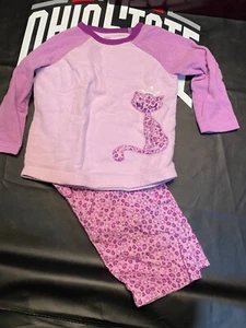 Girls Carters Purple with Hearts Fleece Pajamas with Long Pants Size 4T - Picture 1 of 2