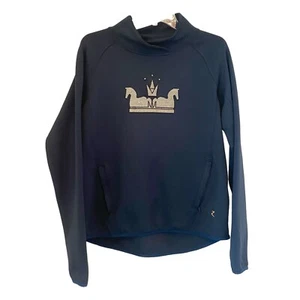 Horze Emilia Kid's Long Sleeve Sweatshirt Horse Technical Top Navy Youth US 12 - Picture 1 of 12
