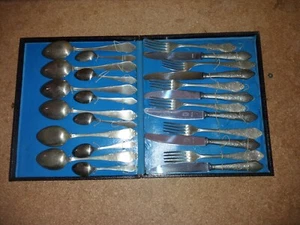 Essbesteck Tafelbesteck aus Neusilber für 6 Personen - ca. um 1900 unbenutzt - Bild 1 von 10