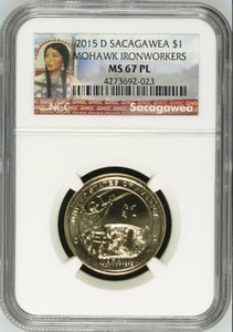 :2015-D $1 NATIVE AMERICAN NGC MS67PL PROOF-LIKE IRONWORKERS RARE R6 HIGH GRADES - Picture 1 of 2