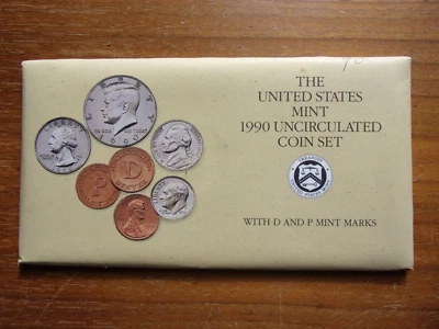1990 US Mint 10 Coin Uncirculated Set Complete Philadelphia & Denver OGP & COA - Image 1 of 3