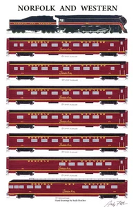 Póster Norfolk & Western Powhatan Flecha 11""x17"" firmado por Andy Fletcher - Imagen 1 de 1