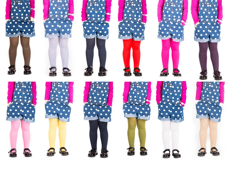 Mädchen Strumpfhosen schlicht blickdicht von Sentelegri 40 oder 60 Denier, Alter 2-12 Jahre - 16 Farben