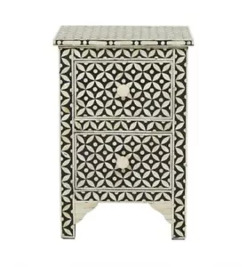 Bone Inlay Bedside Table - Picture 1 of 3