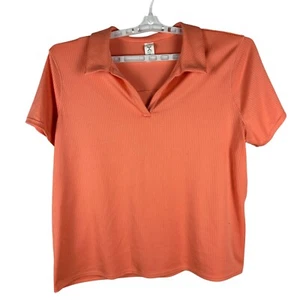 Xersion Womens Coral Ribbed Polo Shirt Size XXL Polyester Spandex Blend - Picture 1 of 5