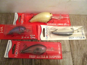 NIB 4 ASST NORMAN LURES DD22-MAD N-DEEP LITTLE-LITTLE N SUSPEND-NOS - Picture 1 of 9