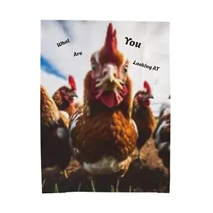Chicken Fleece Blanket - Cozy Animal Print Throw, Funny Chick Design, Farmhouse - Picture 1 of 9